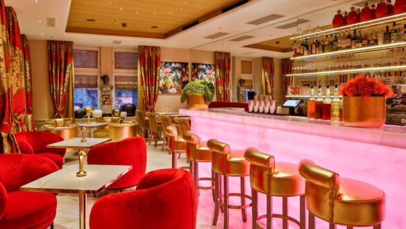 the pink bar at small luxury hotel das tyrol