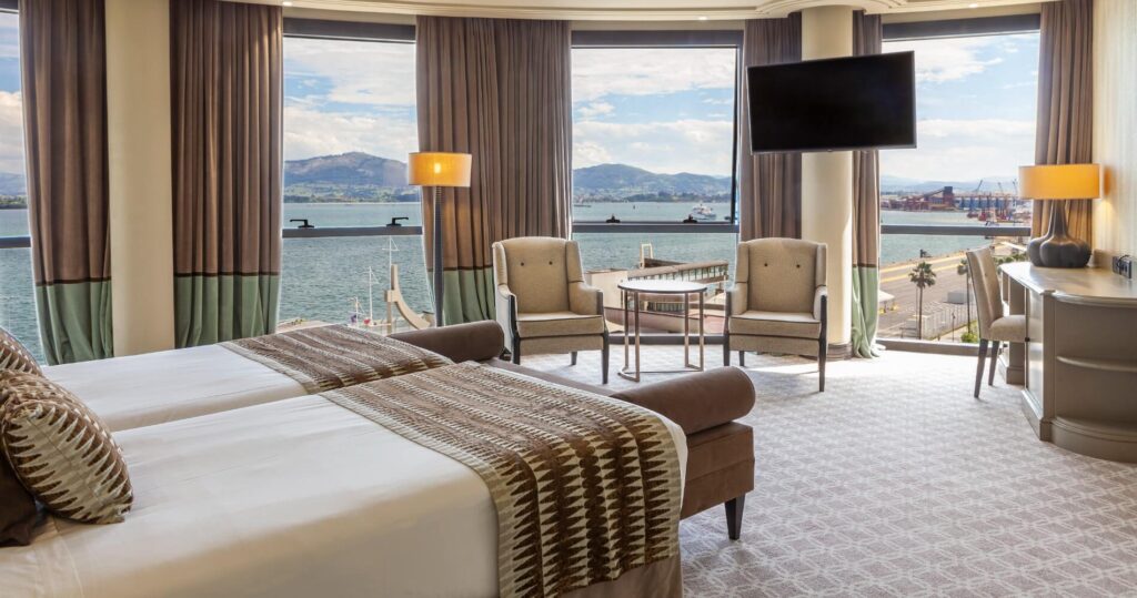 santander hotels inside a room with sea view at hotel bahia
