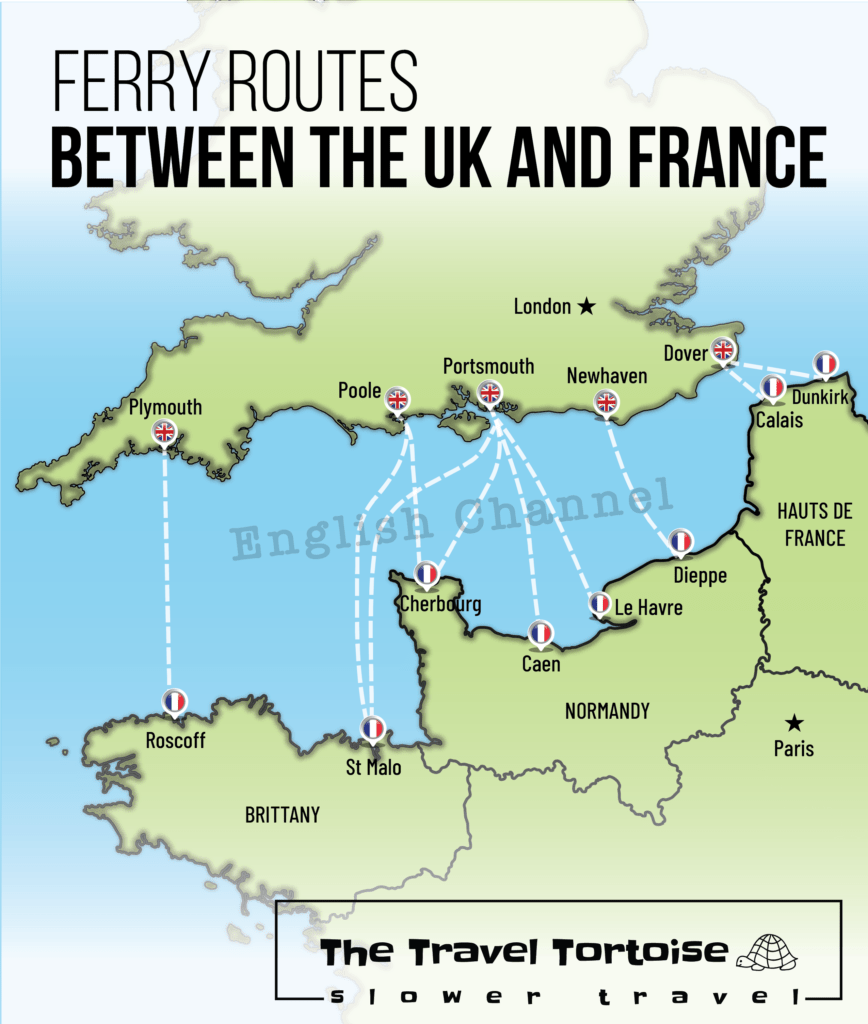 map of ferry ports in france and UK to France ferries map