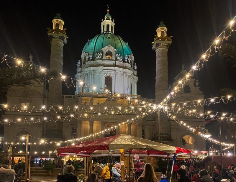 christmas in vienna in december at karlsplatz christmas market