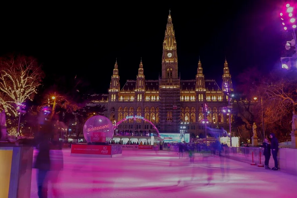 vienna in winter means ice skating at the rathaus