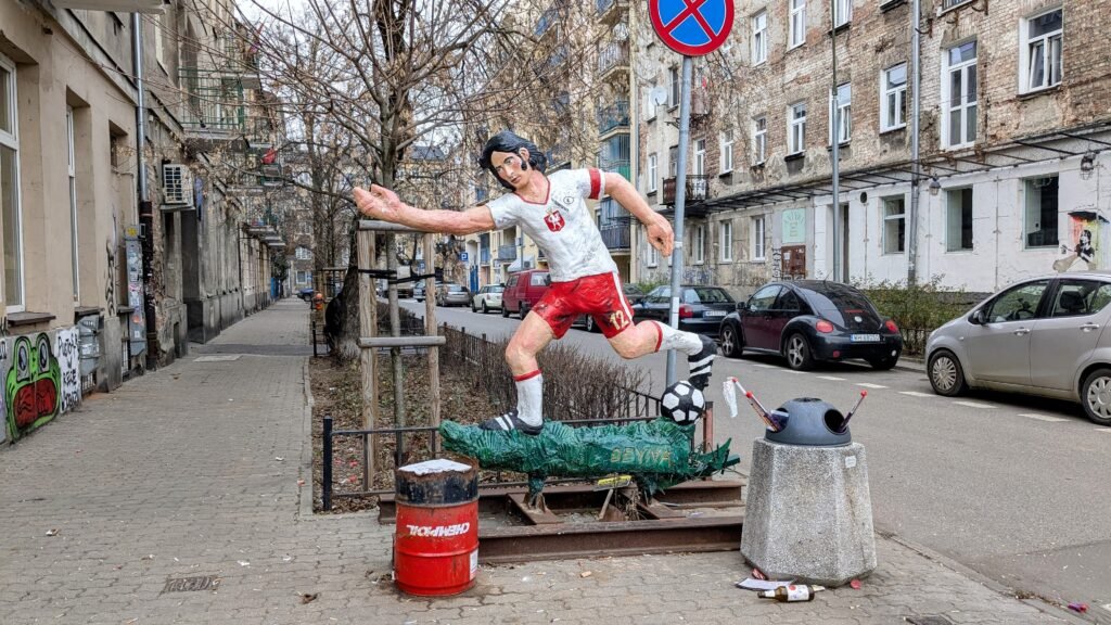 football sculpture in praga