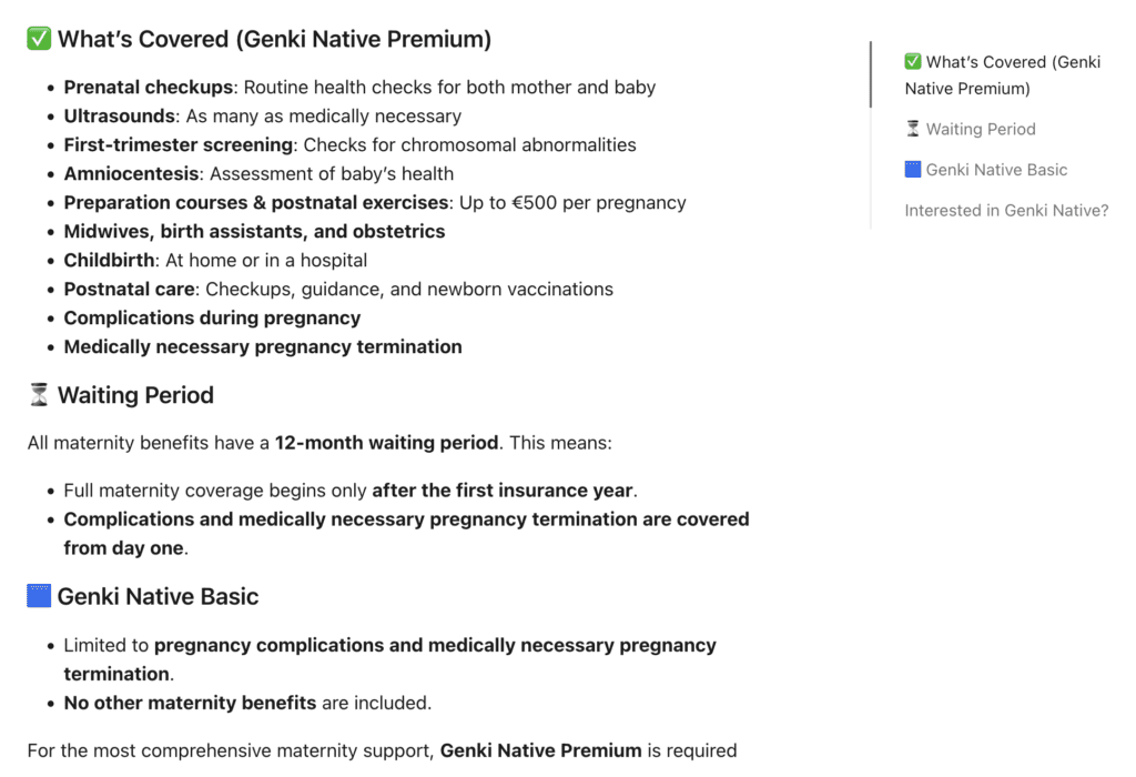 maternity cover with genki