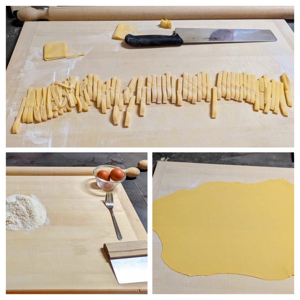 freshly rolled and cut tagliatelle