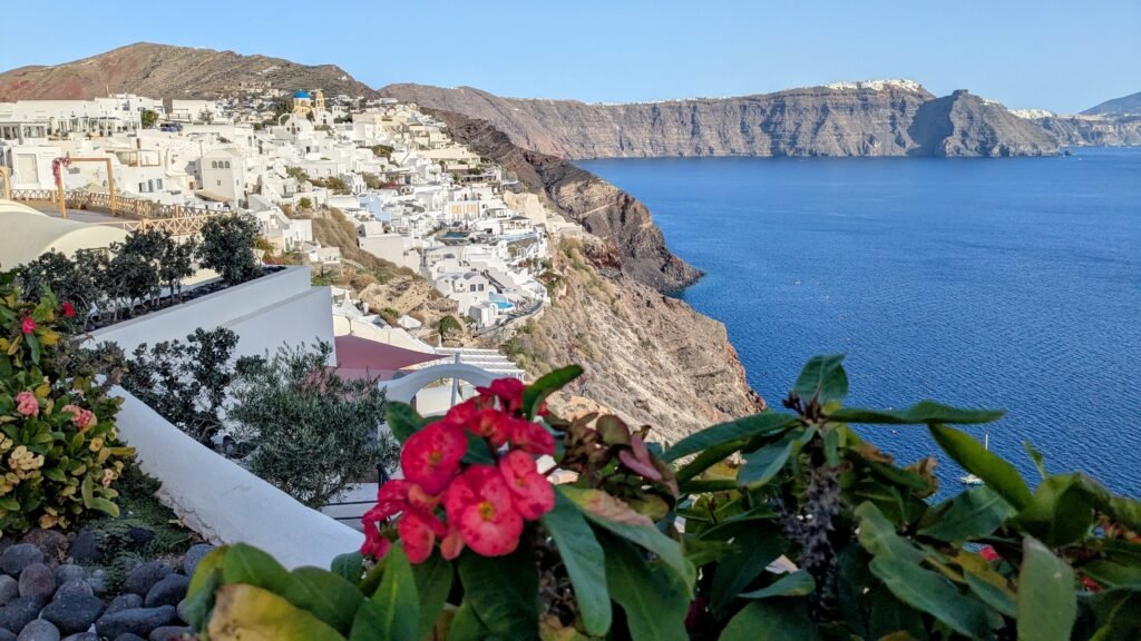 the view back to imerovegli and fira from oia