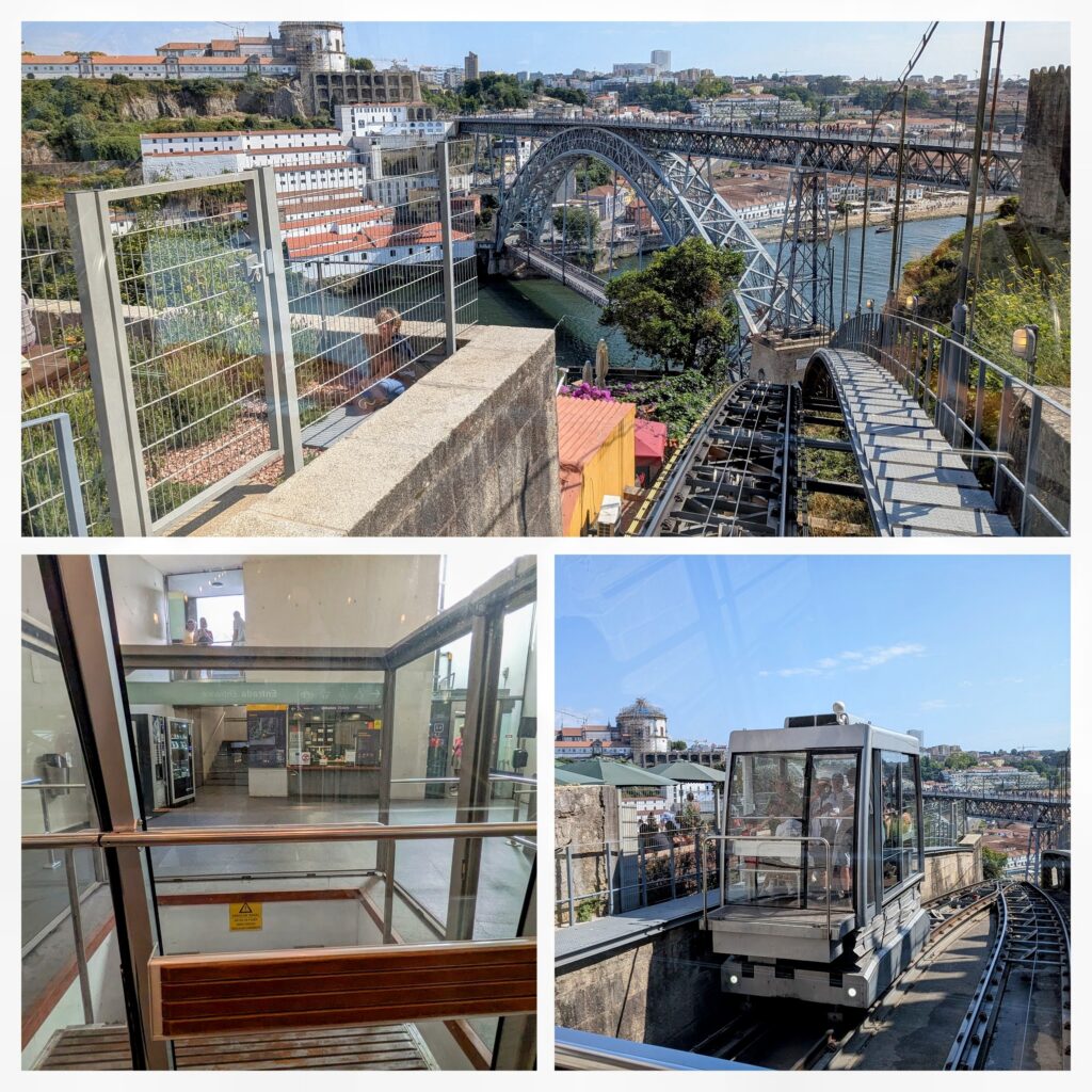views from inside the Funicular dos Guindais in porto