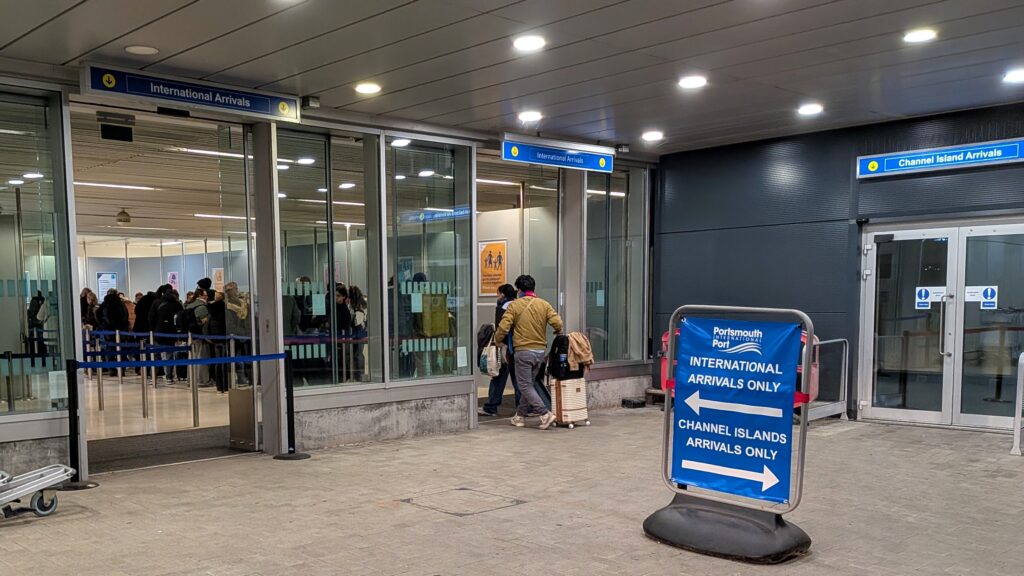 Arriving to UK passport control in Portsmouth